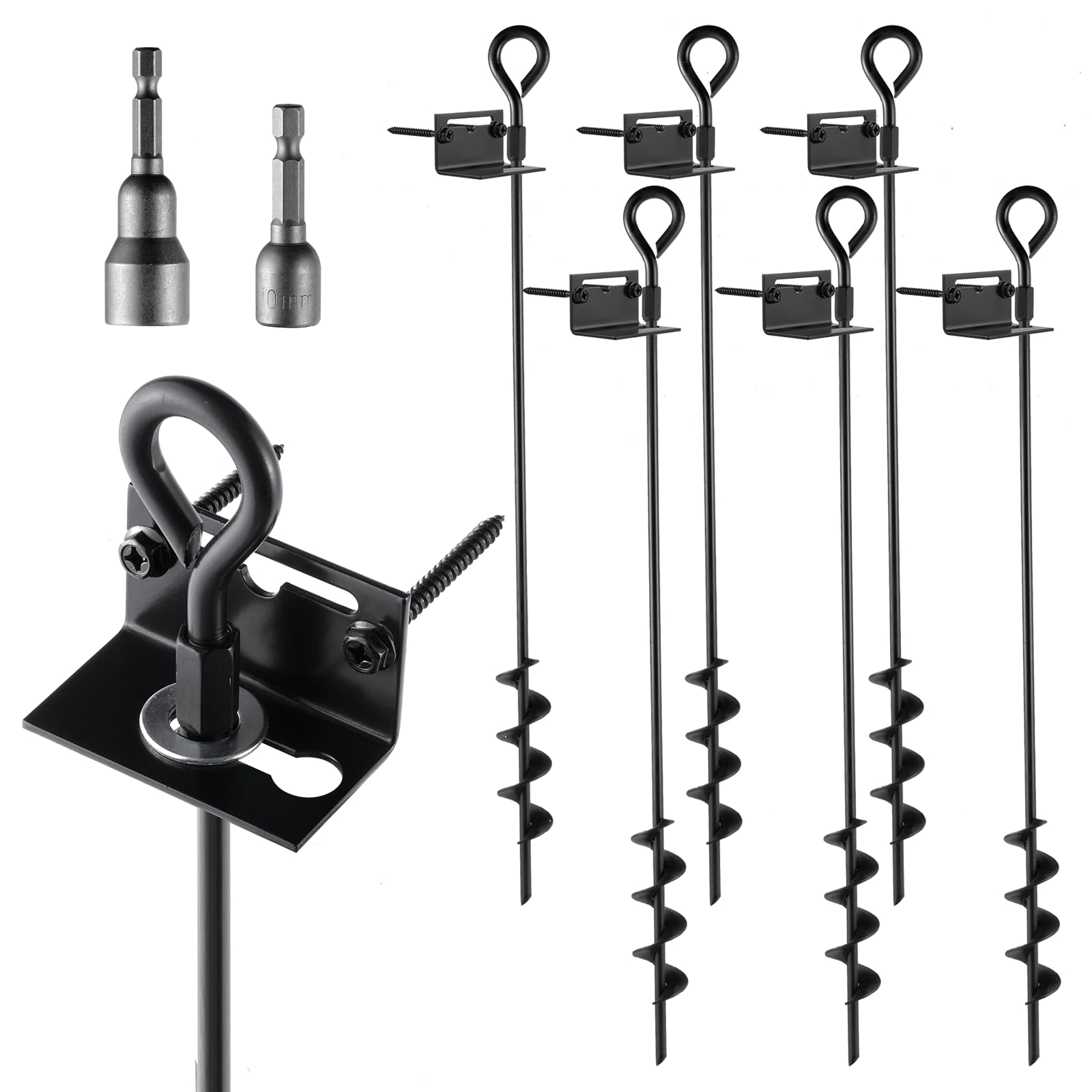 MIXXIDEA front view of six 24in anchors showing powder-coated finish and kit benefit