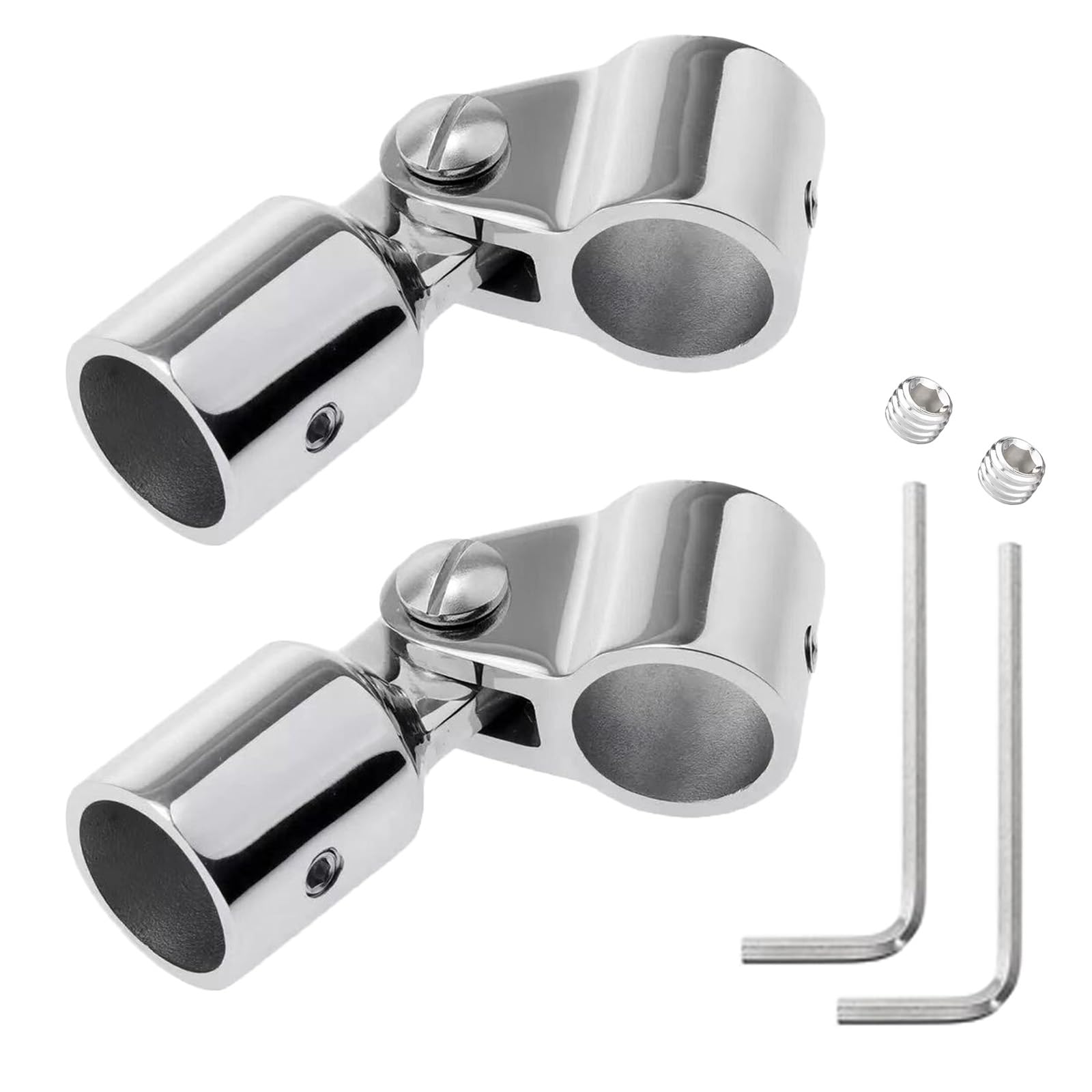 MIYIMORE front view of two pairs of stainless bimini hardware showing robust fit