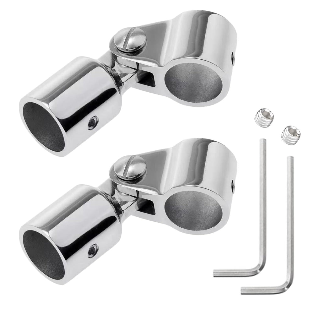 MIYIMORE front view of two pairs of stainless bimini hardware showing robust fit