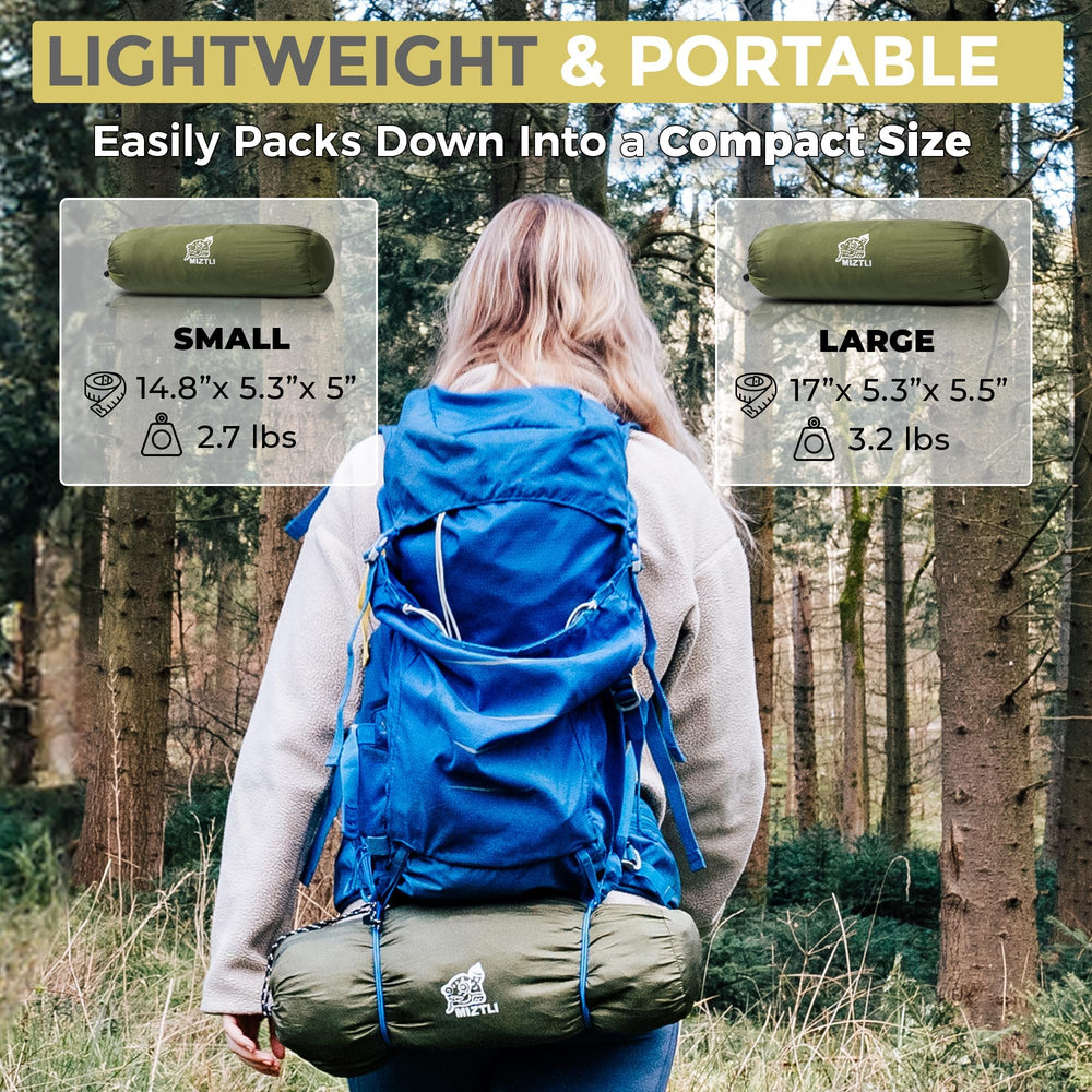 MIZTLI tree straps and carabiners displayed for fast secure setup