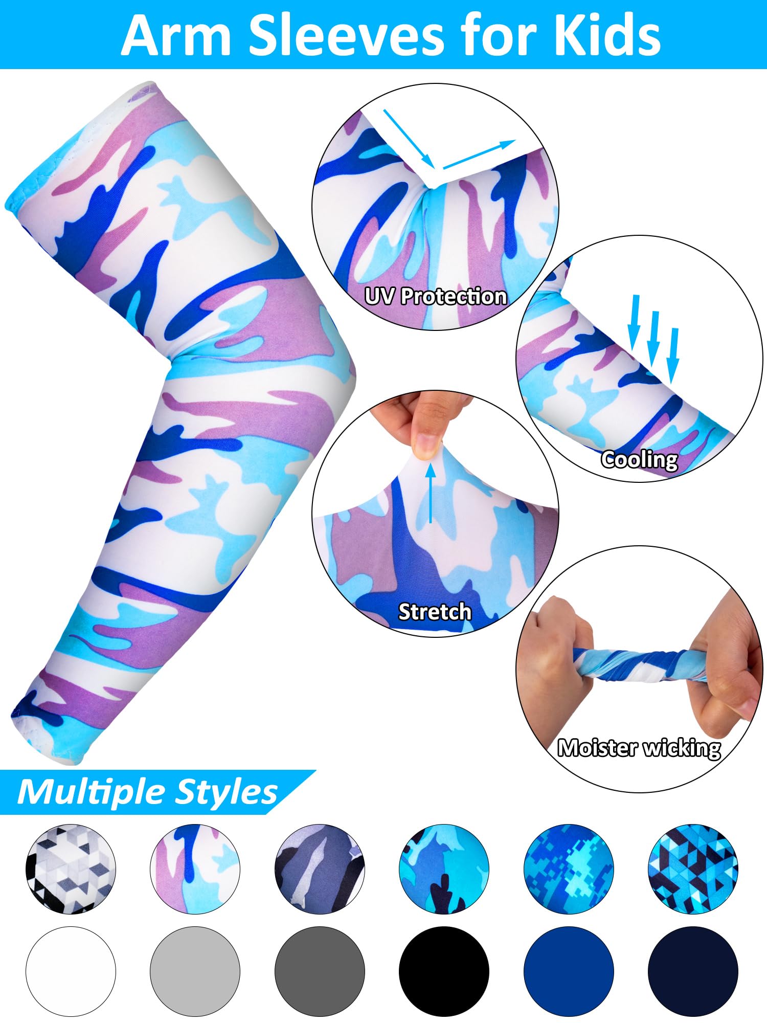 Mntrprko sleeve worn on kid arm demonstrating UV protection and fit