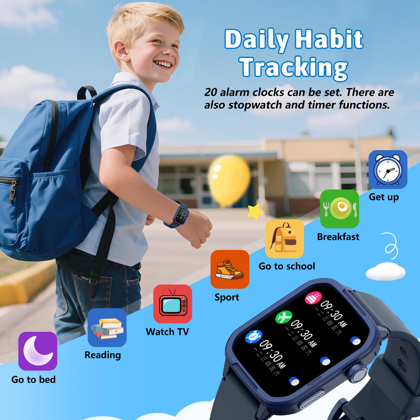 ModaWin in use on child running outdoors, promoting exercise tracking benefit