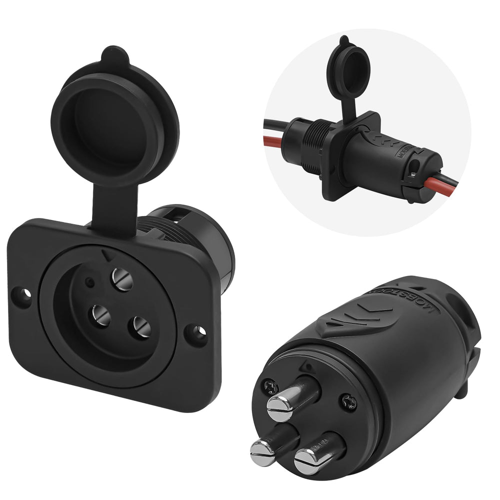 Moestoont front view plug and receptacle showing robust housing and secure mating benefits