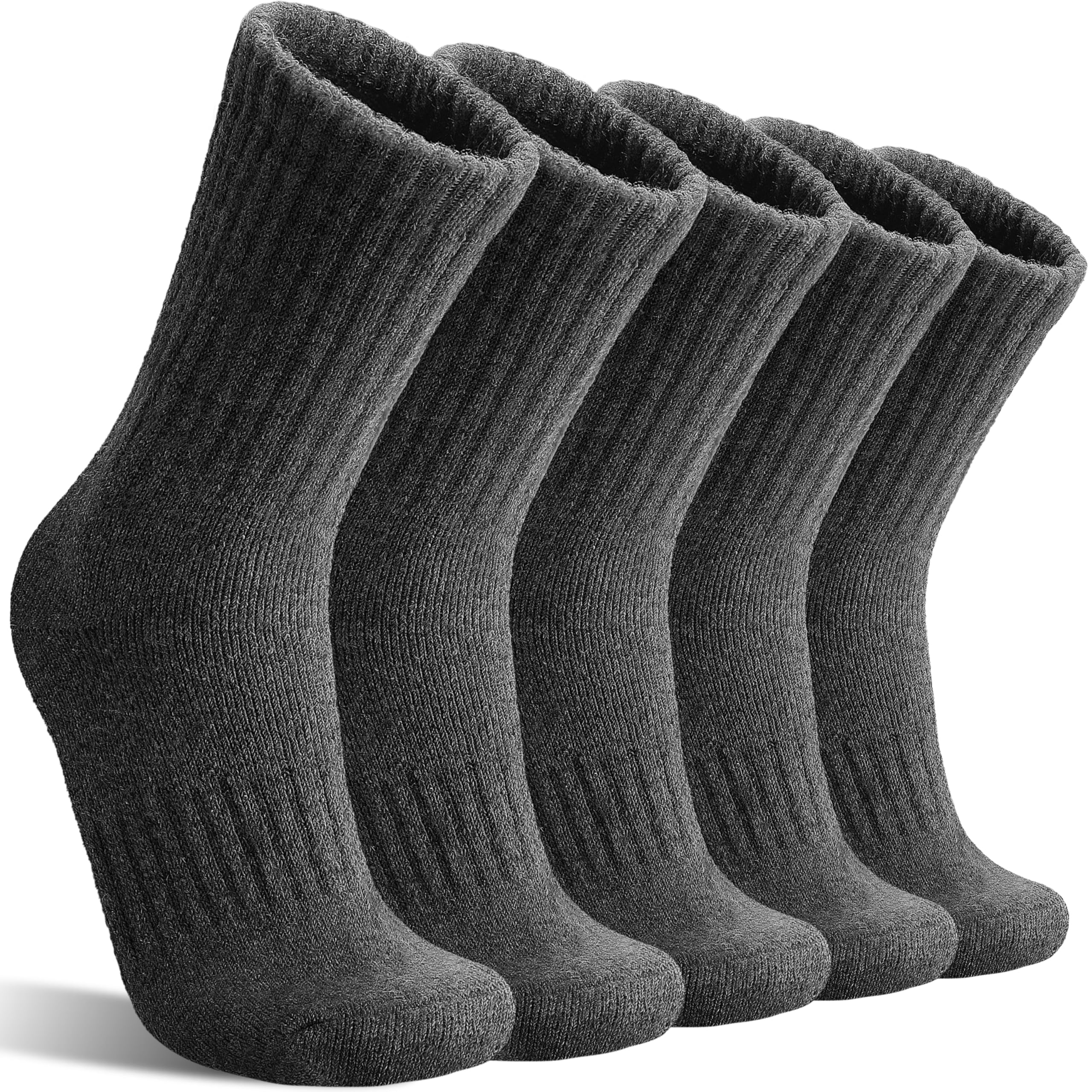 MOGGEI front pack of five dark grey socks showing value and warmth