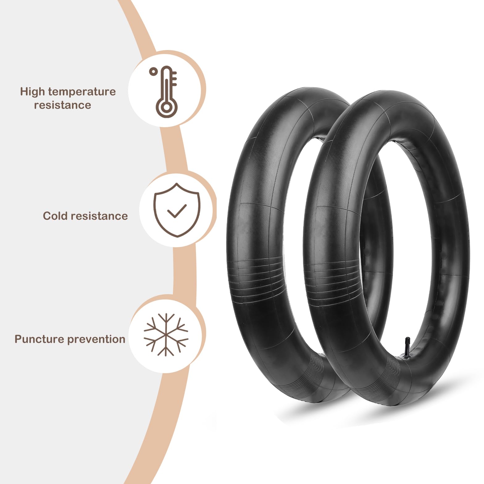 MOHEGIA two tire levers alongside tubes illustrating quick removal and installation benefit