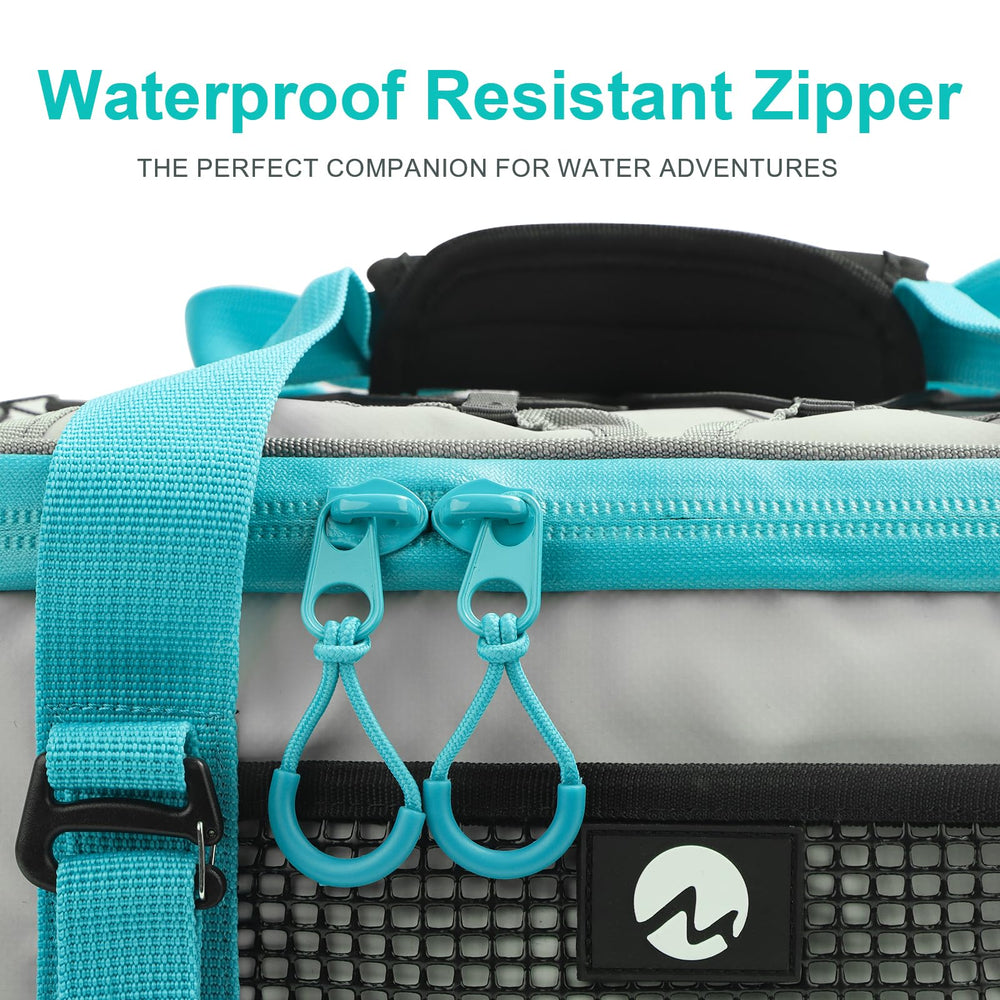 MoiShow cooler mounted on SUP deck demonstrating secure attachment benefit
