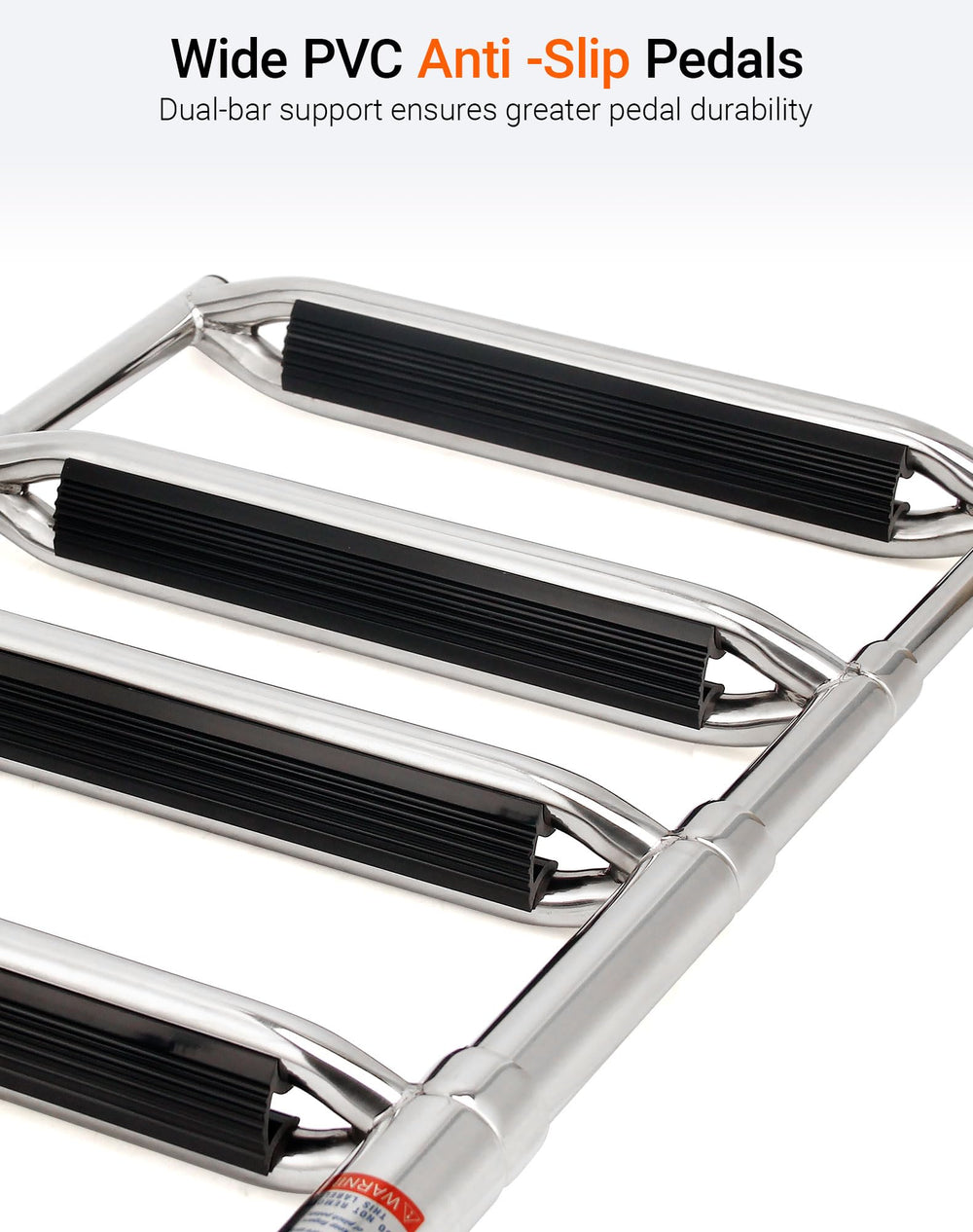 Mojiate ladder folded against deck saving space and preventing trip hazards