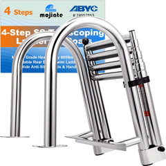 Mojiate front view of ladder showing full frame and sturdy build for secure boarding