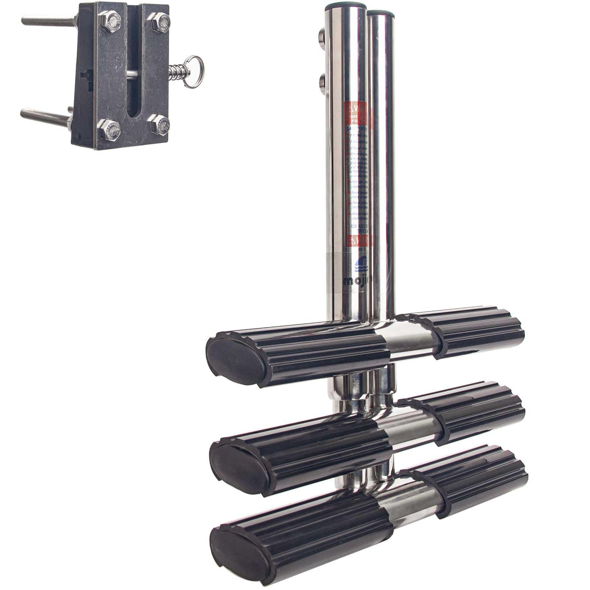 Mojiate front view installed ladder showing secure boarding assistance