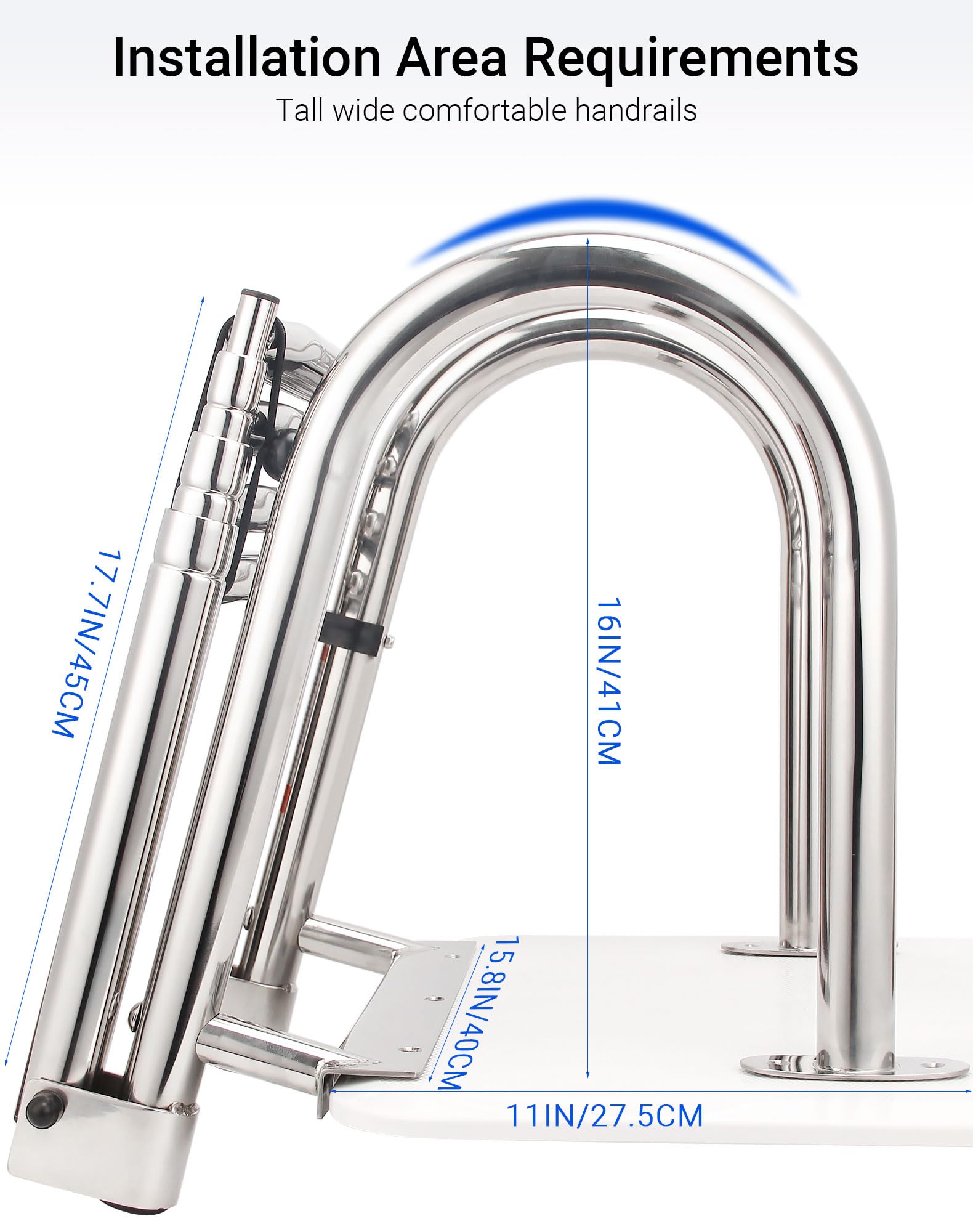 Mojiate handrail detail showing ergonomic grip for safer reboarding