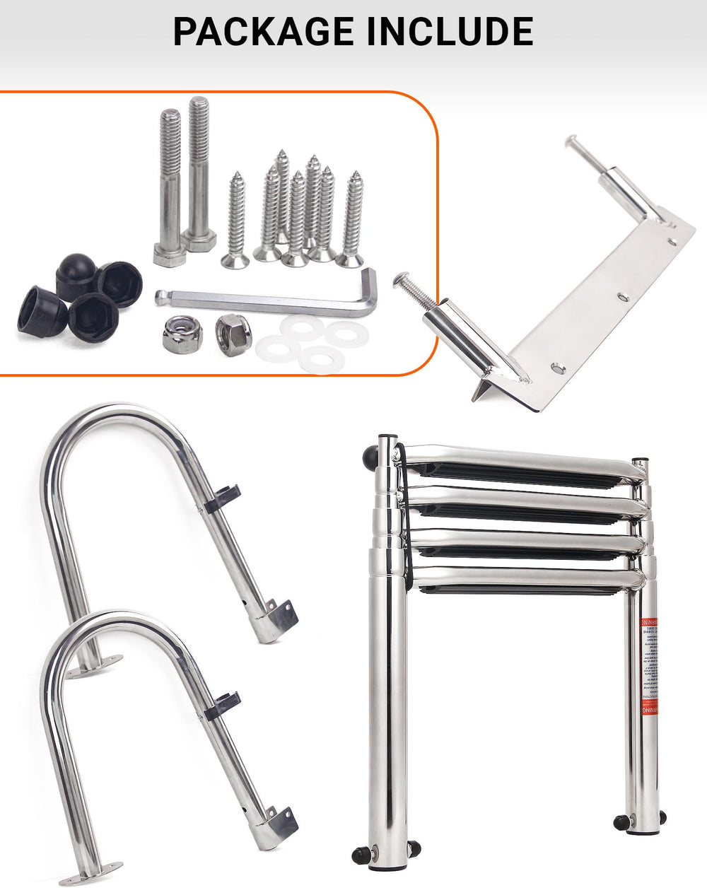 Mojiate laid out hardware and wrench included for quick installation