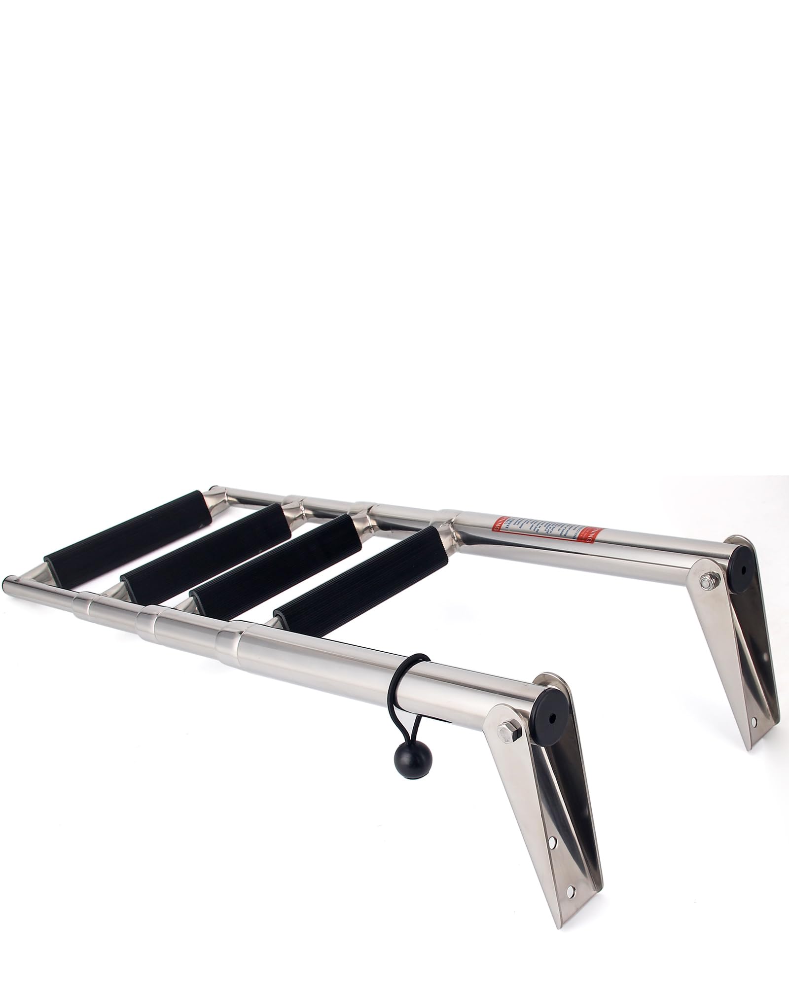 Mojiate ladder next to ruler showing compact folded size advantage