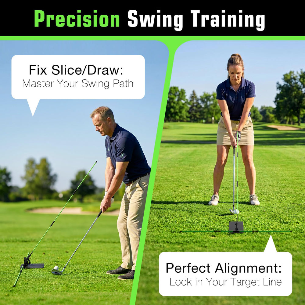 MoKo holder set up at driving range demonstrating consistent swing paths