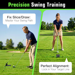 MoKo holder set up at driving range demonstrating consistent swing paths