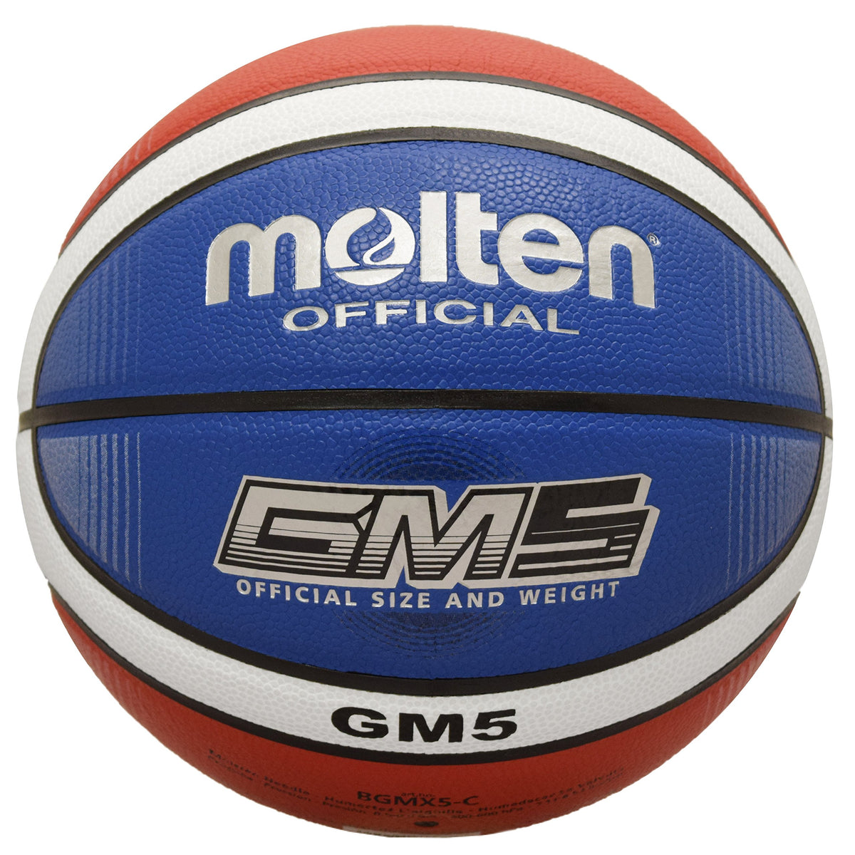 Molten BGMX6-C front view showing red white blue panels and clear branding for visibility