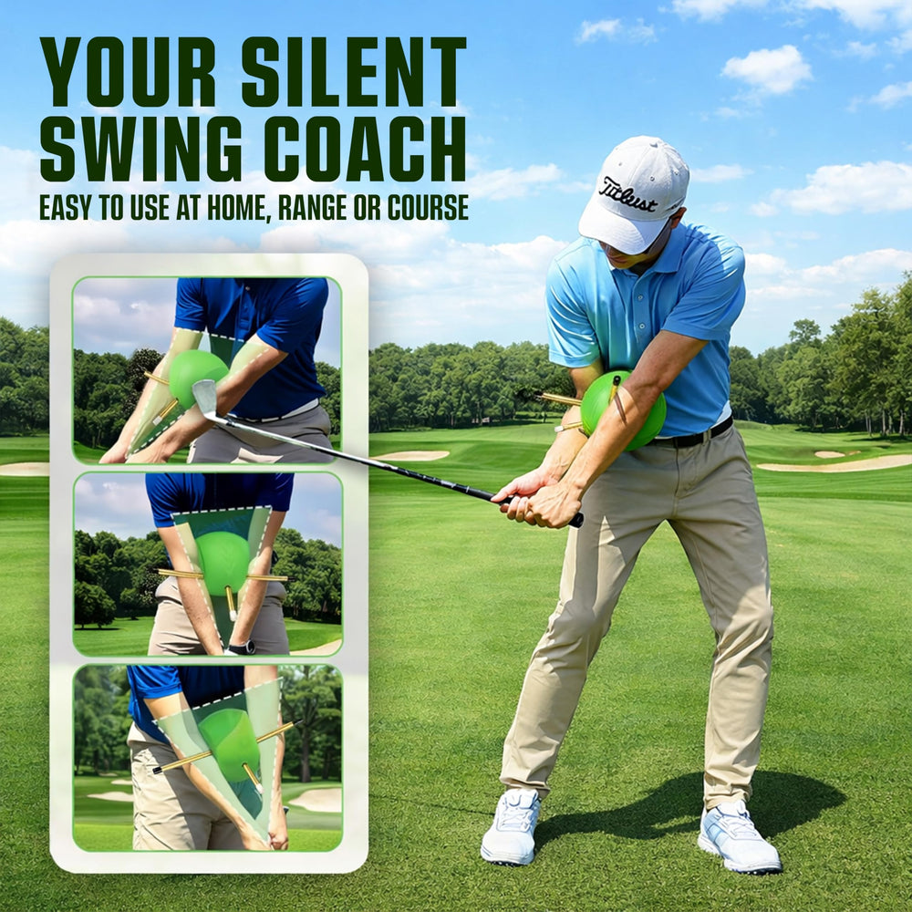 Momentum Pro training ball in use at a driving range to build consistent swing timing