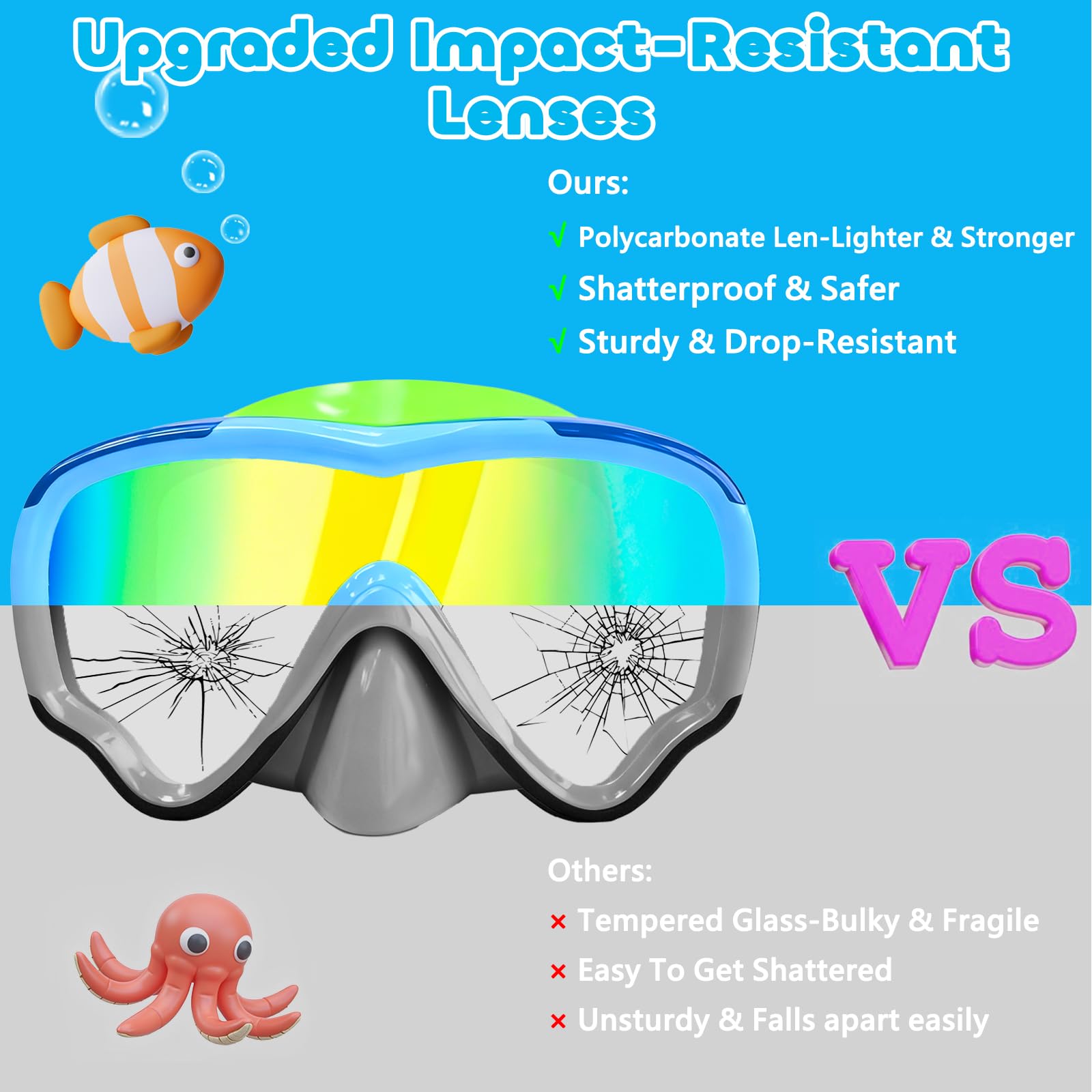 MOMUSE child wearing goggles in pool showing secure fit and visibility