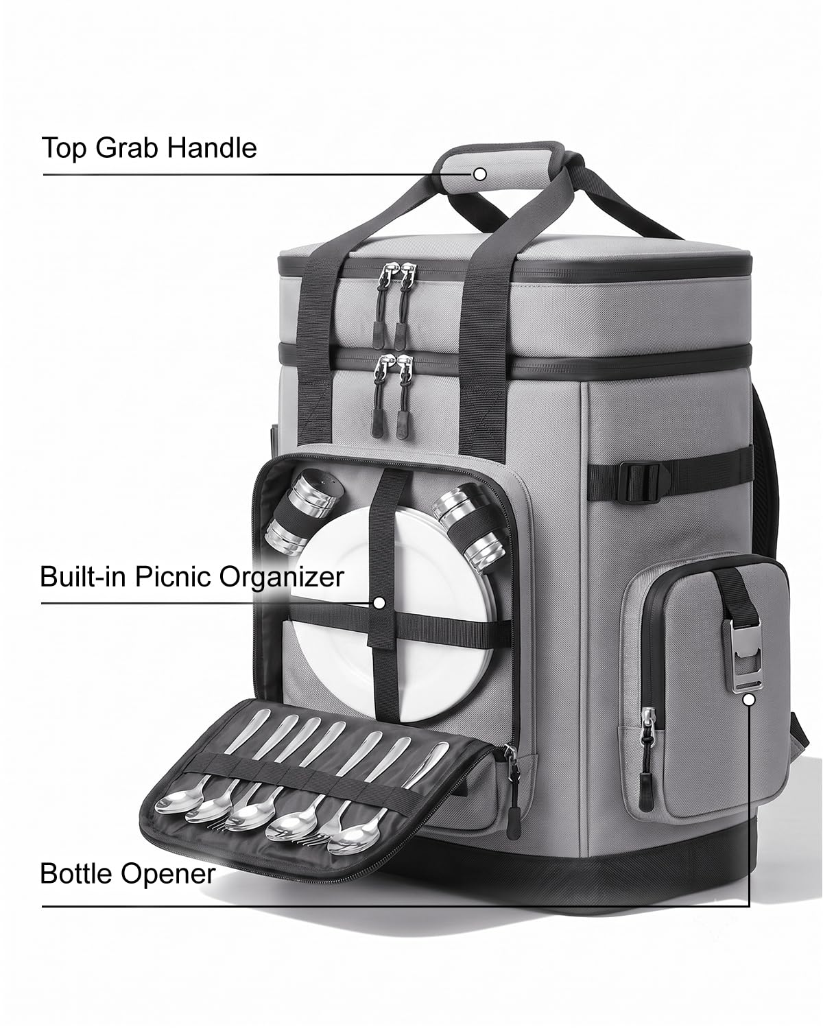 MONAHITO organizer compartment filled with utensils and condiments for easy meal setup