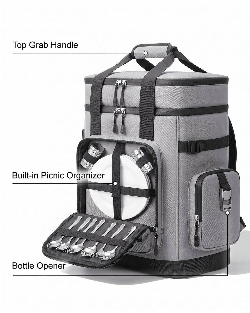MONAHITO organizer compartment filled with utensils and condiments for easy meal setup