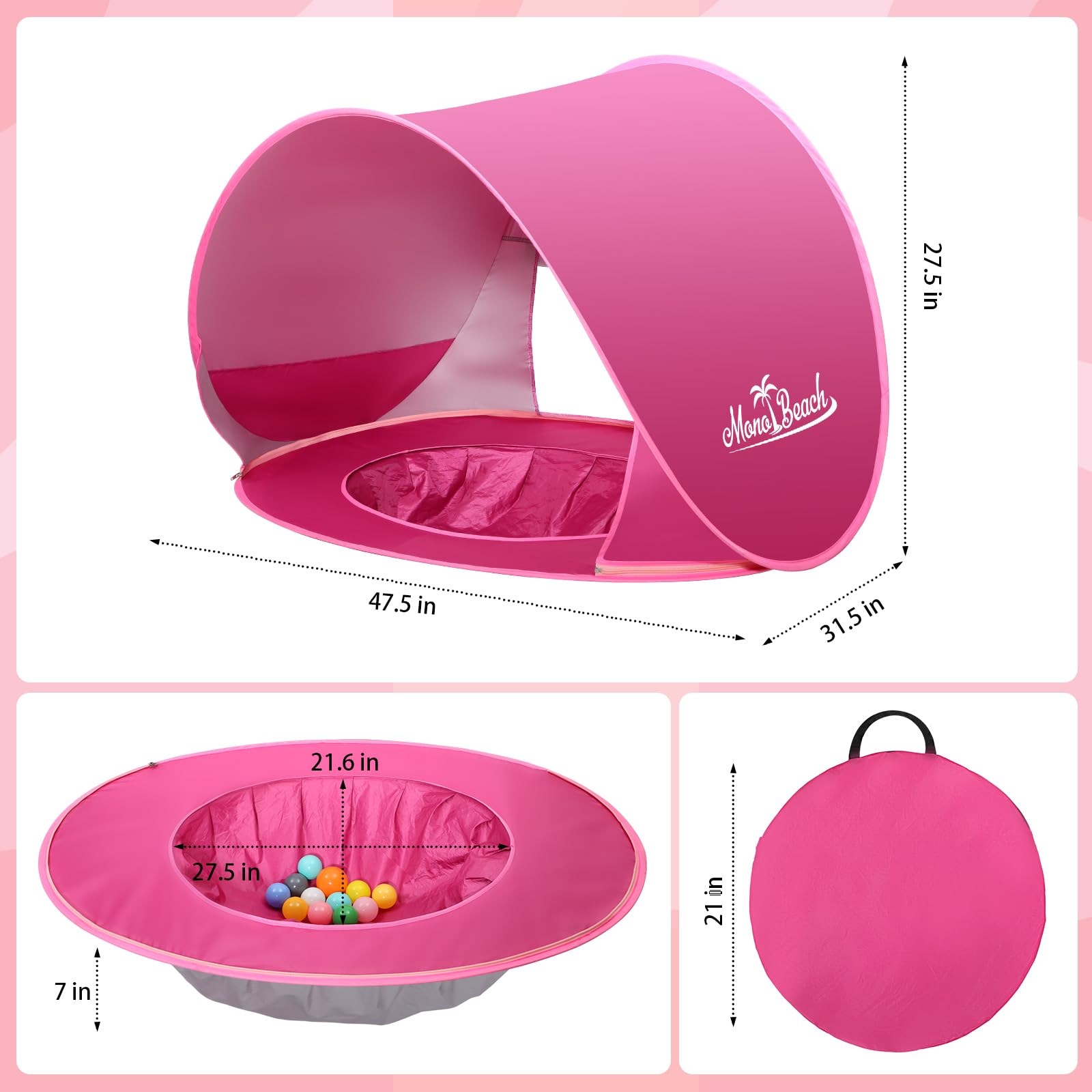 Monobeach carry bag with folded tent showing compact transport benefit
