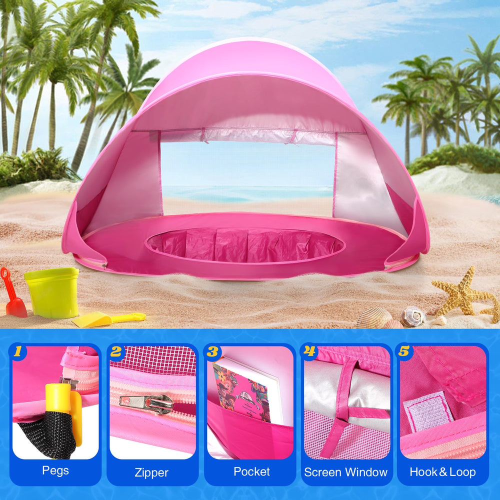 Monobeach sand pockets and pegs anchored showing wind-resistance benefit