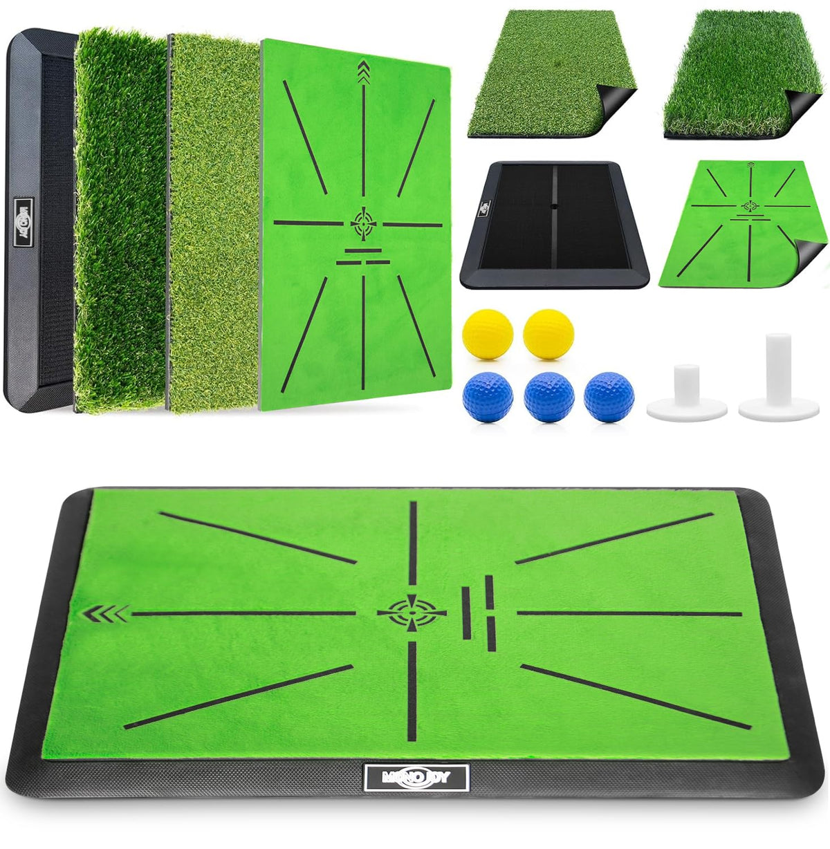 MONOJOY mat front packaging showing included components and portability benefit