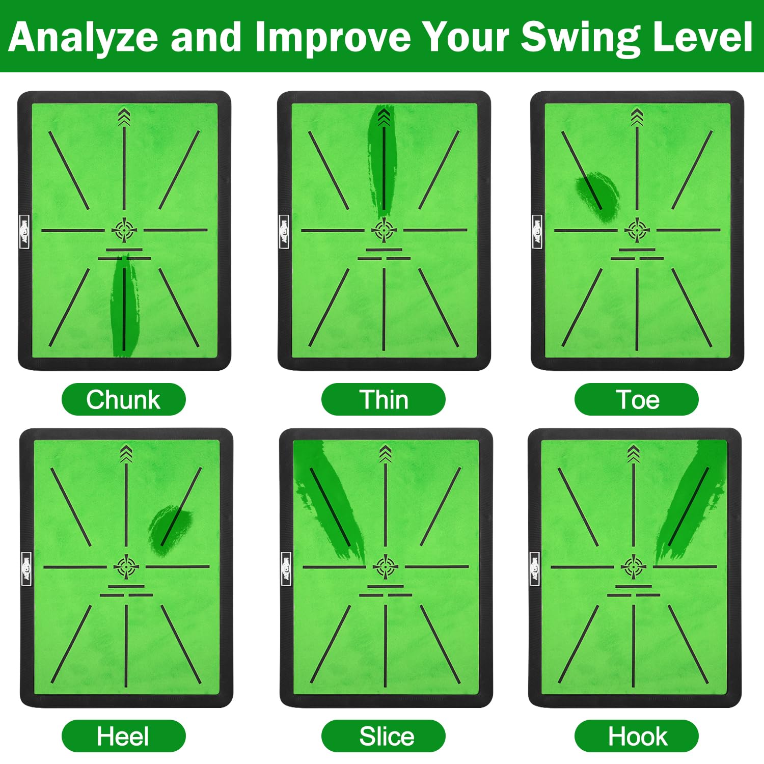 MONOJOY compact mat placed under office desk for quick indoor swing practice convenience