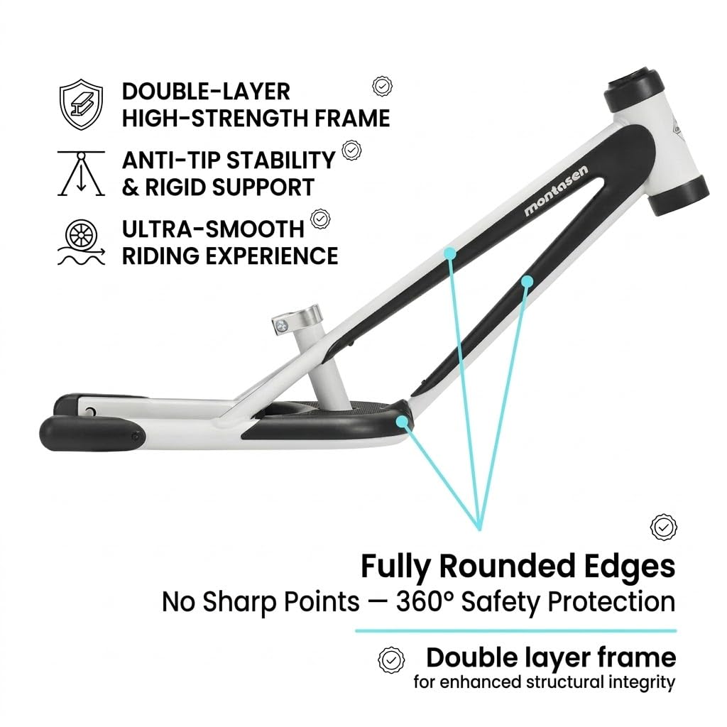 Montasen side profile illustrating low-step frame and stable triangular support