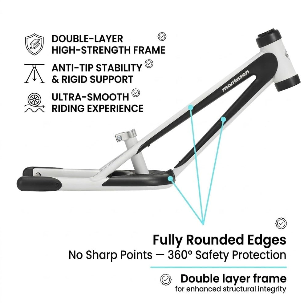 Montasen side profile illustrating low-step frame and stable triangular support