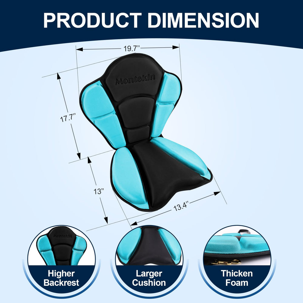 Montekin seat installed on kayak with paddler demonstrating stable comfort