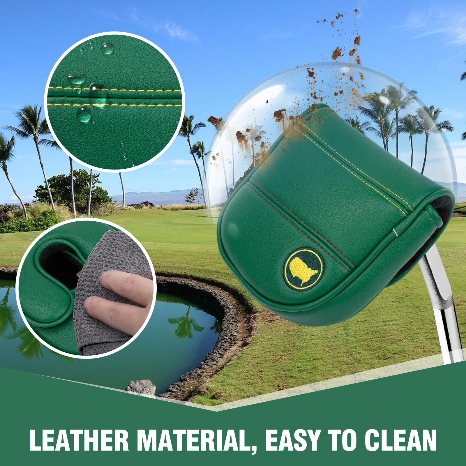 montela golf putter cover installed on DF3 putter inside golf bag for protection