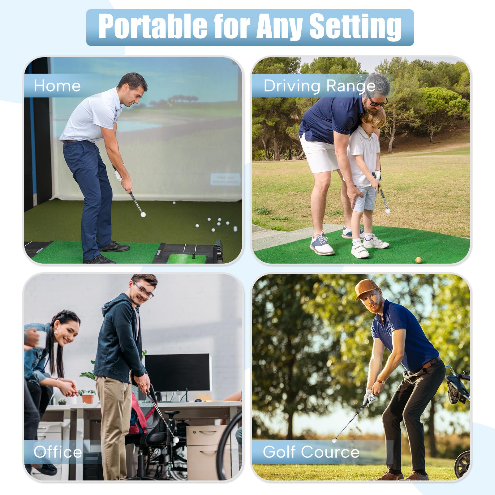 montela golf folded trainer stored inside a golf bag for compact travel and convenience