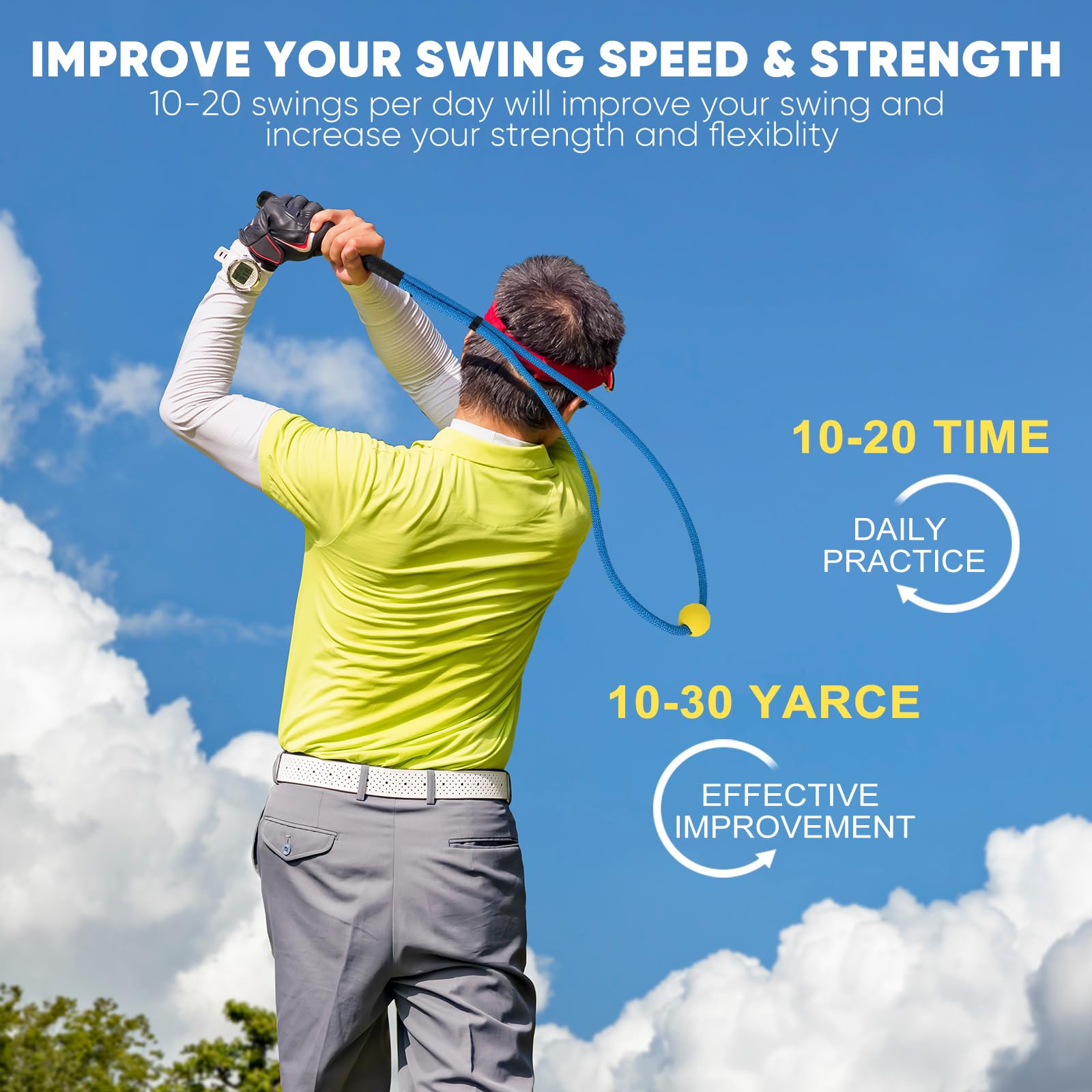 montela golf close-up of rope texture and durable counterweight for better resistance