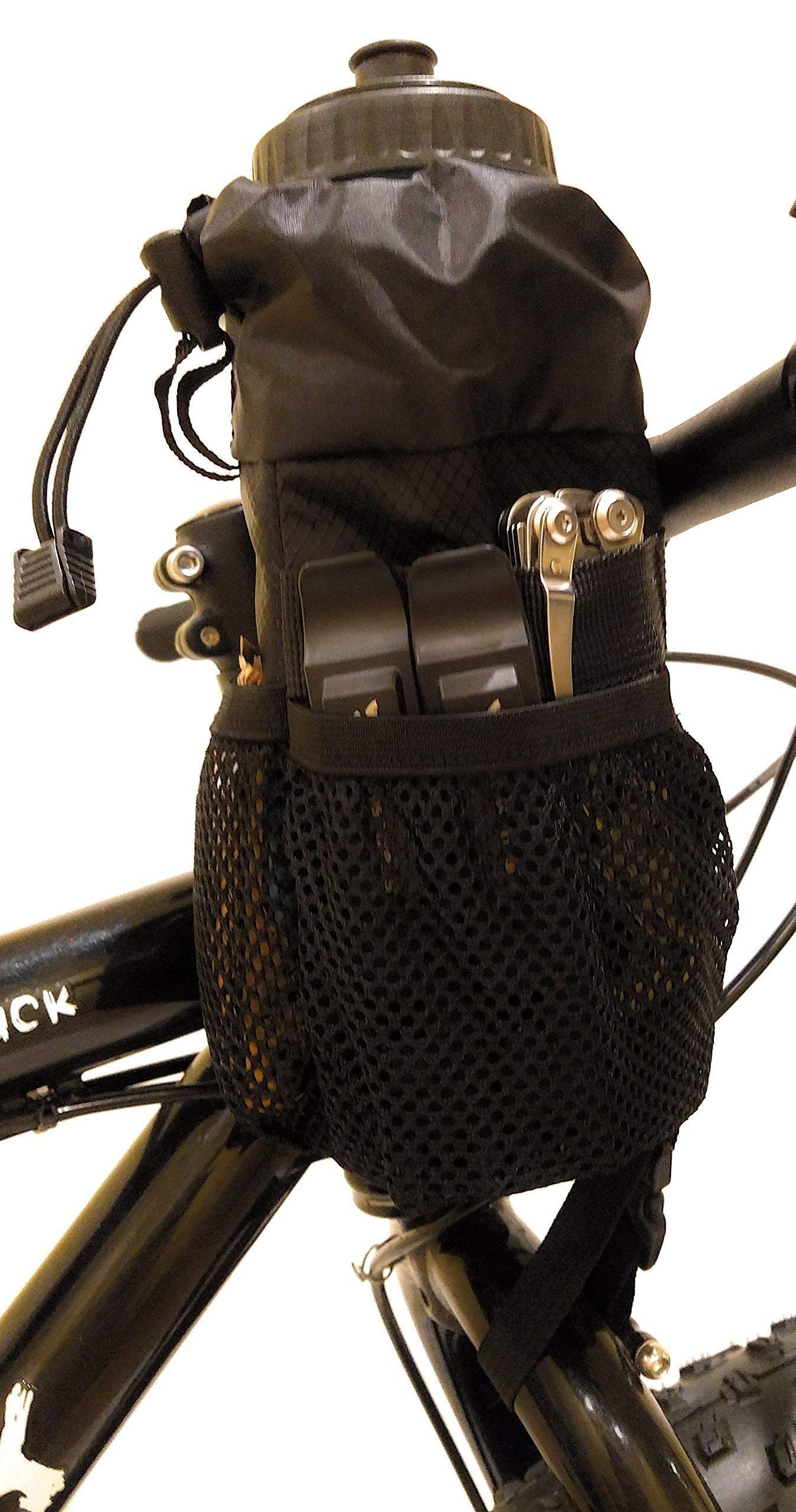 Moosetreks stem bag mounted on a bike in trail use showing stability benefit