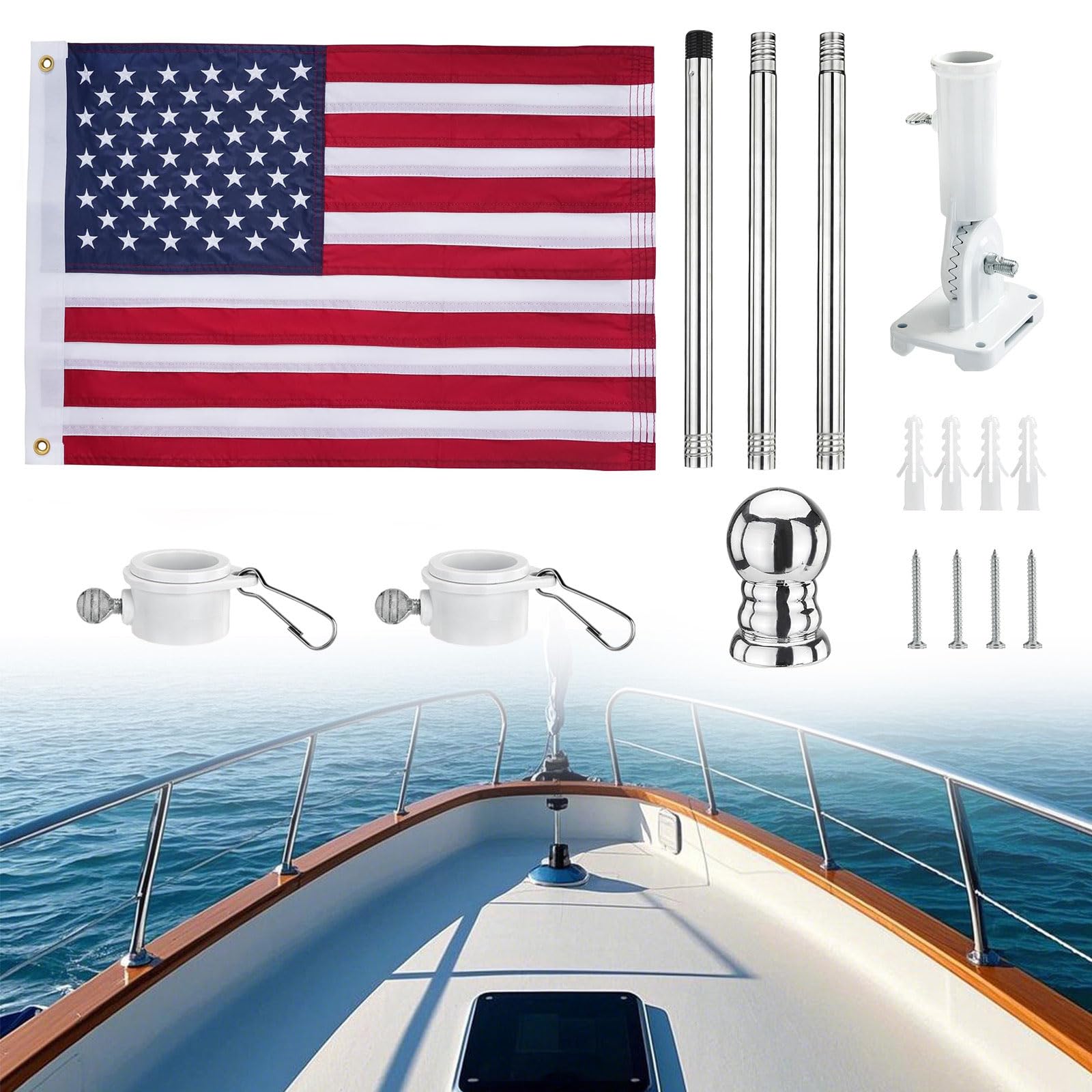 MOPHOEXII American flag front display showing durable sewn stripes and embroidered stars benefit durability