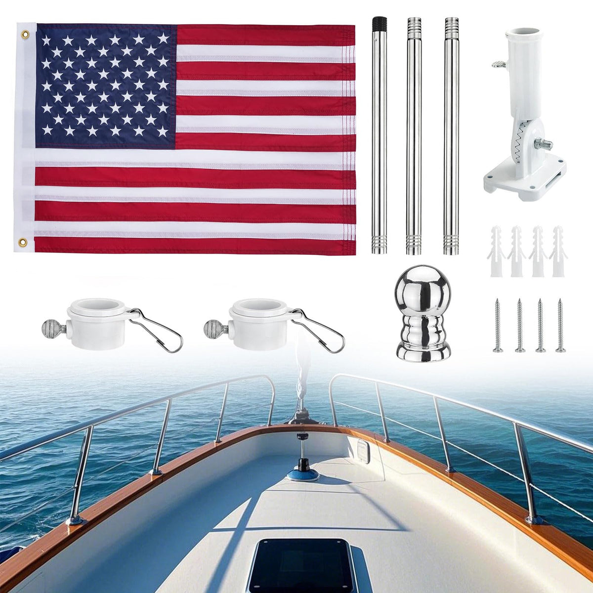 MOPHOEXII American flag front display showing durable sewn stripes and embroidered stars benefit durability