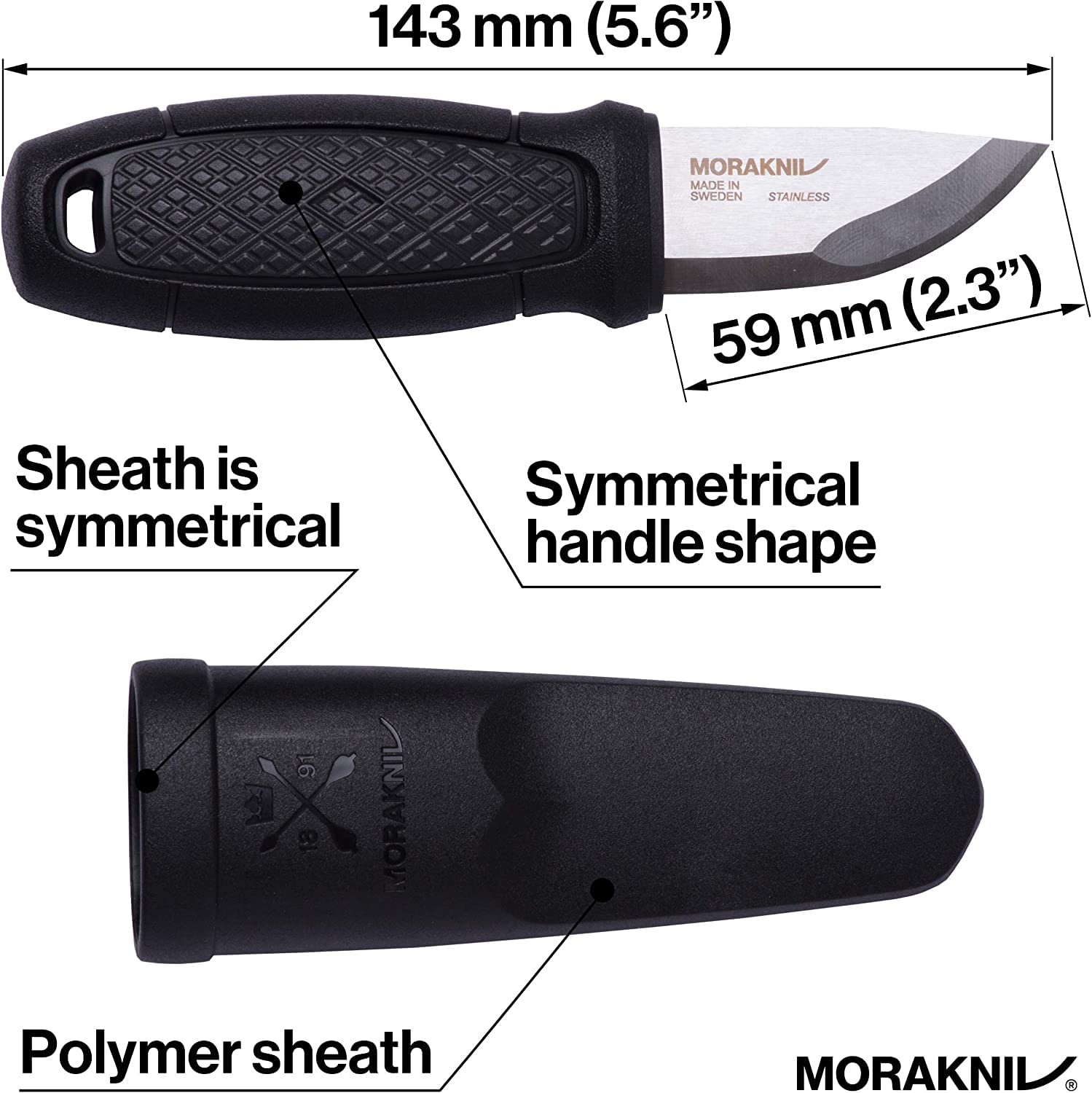 Morakniv Eldris neck kit lifestyle showing firesteel, paracord and safe neck carry convenience