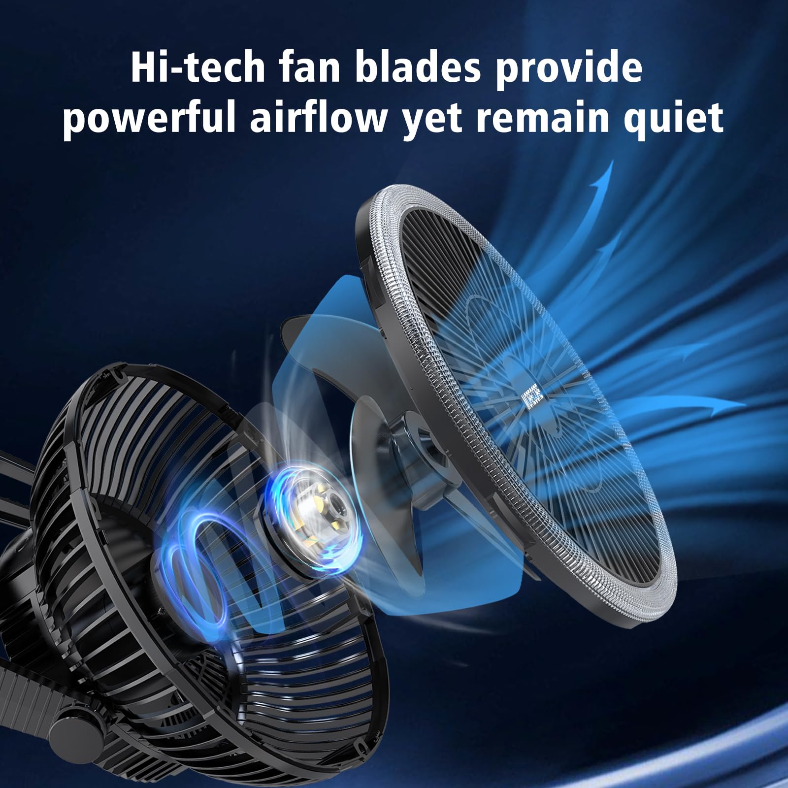 MORECORE close-up of blades highlighting larger 8-inch airflow benefit