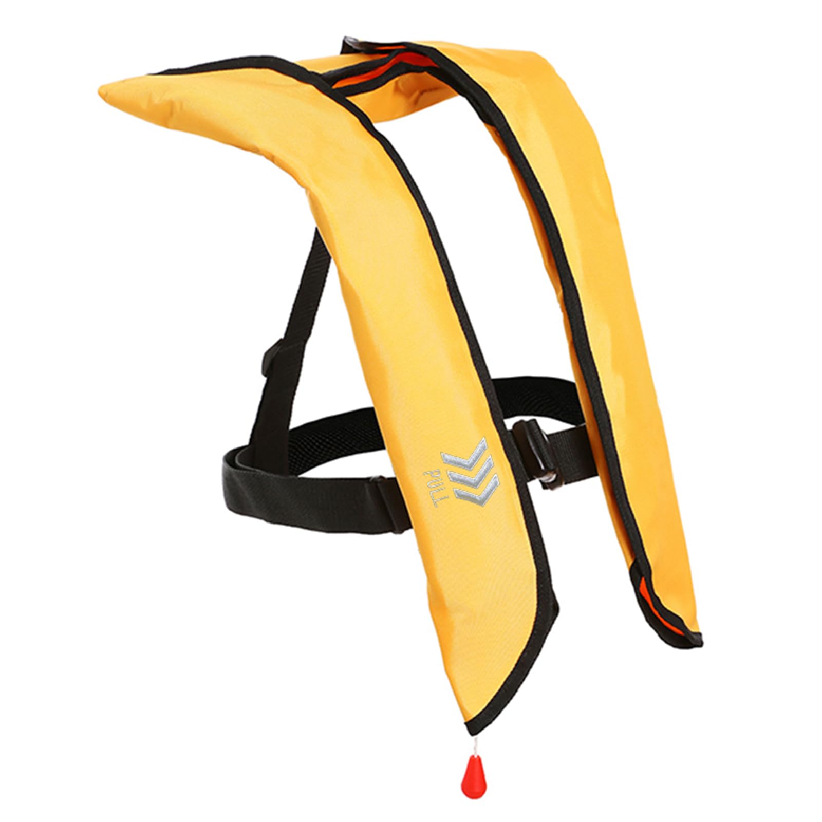 morinokawau front view of low-profile yellow PFD showing compact design and fit