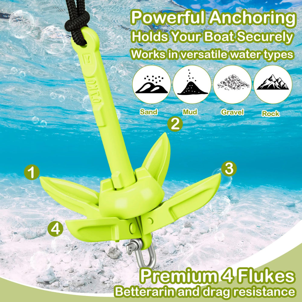MorningRo open grapnel arms digging into shoreline for reliable hold