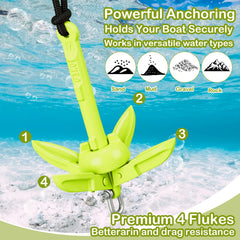 MorningRo open grapnel arms digging into shoreline for reliable hold