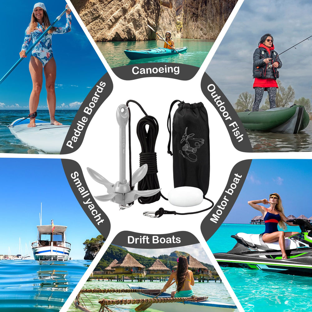 MorningRo anchor next to hand showing compact folded size for easy stowage