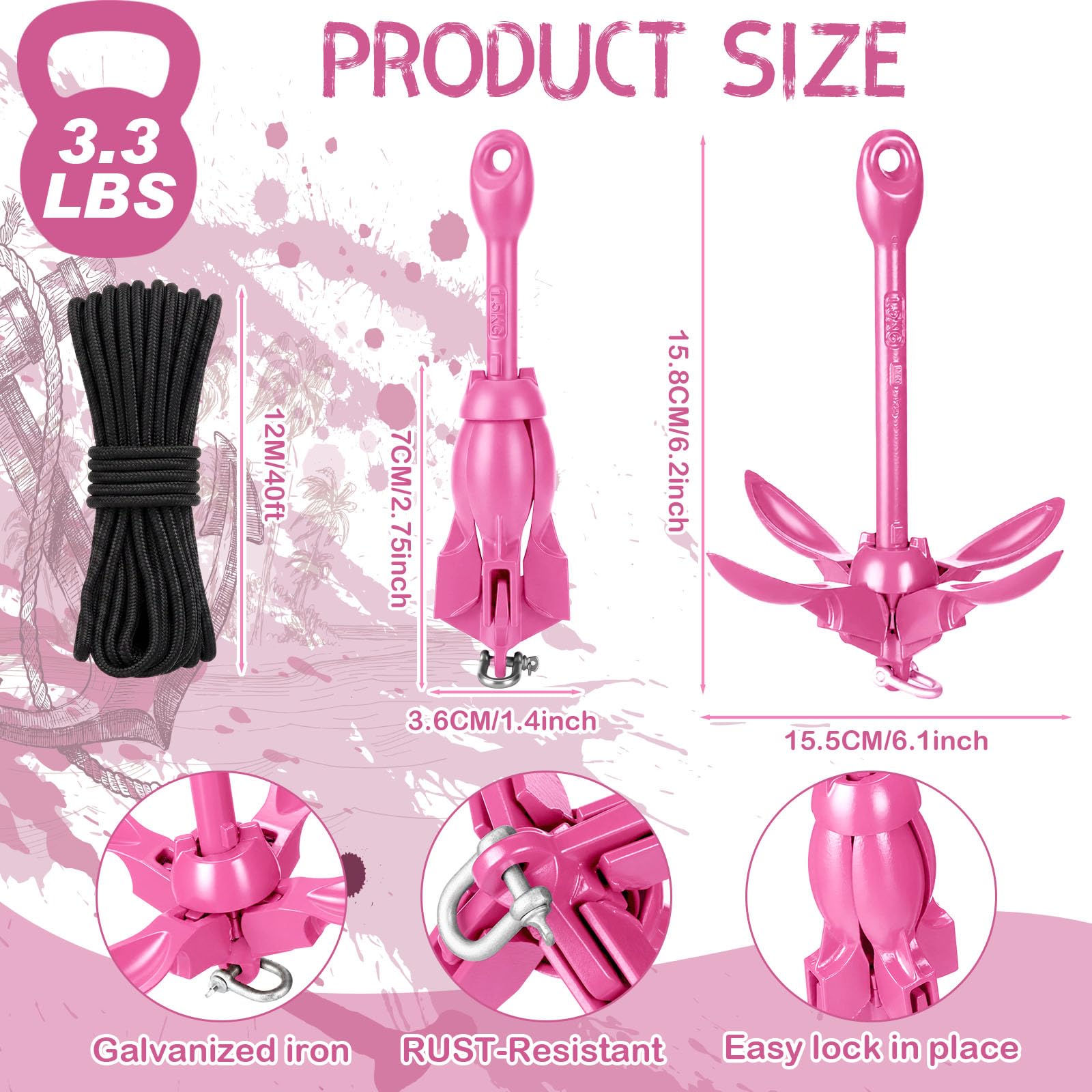 MorningRo folded anchor closeup displaying compact size and secure locking for storage
