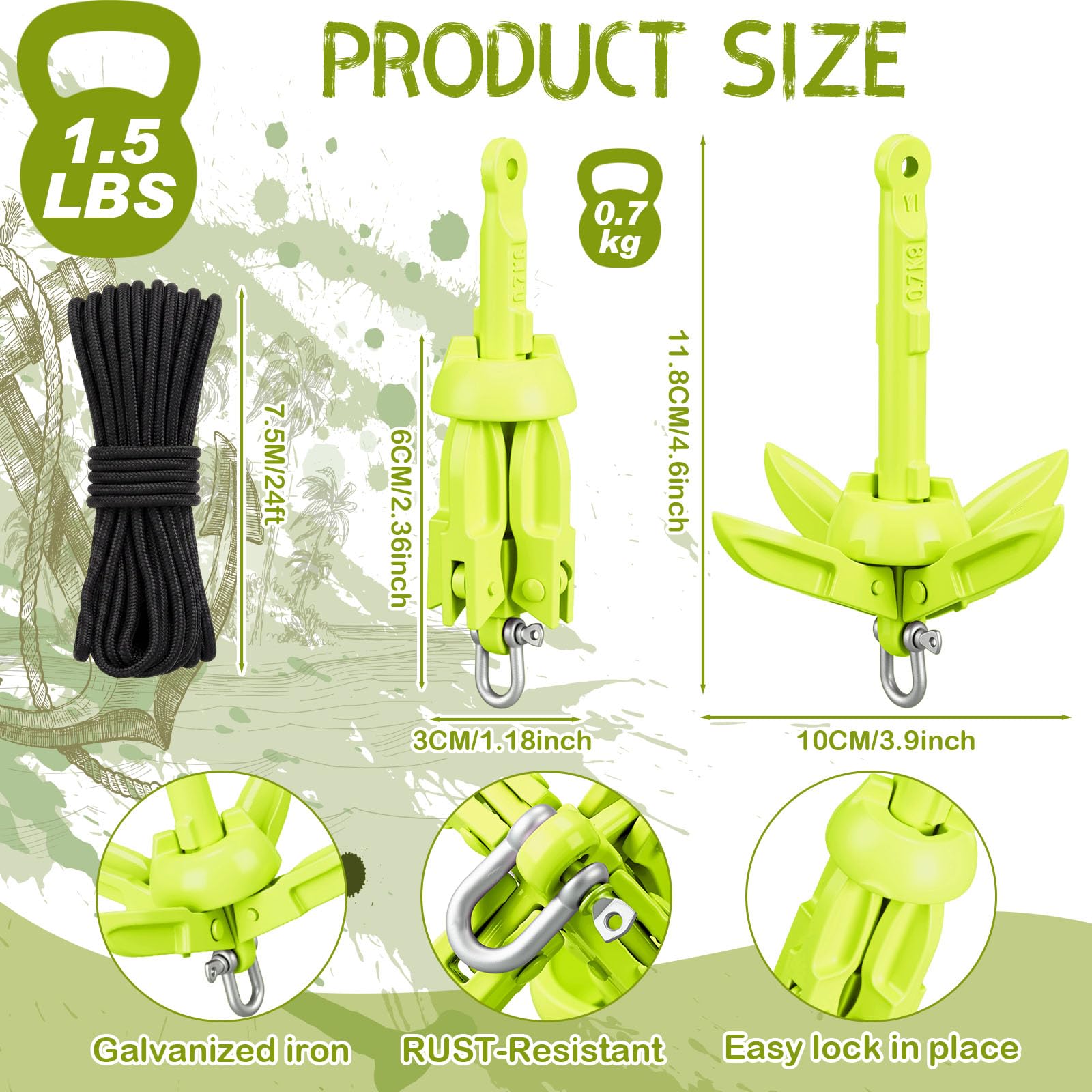 MorningRo folded grapnel inside padded bag for scratch-free storage