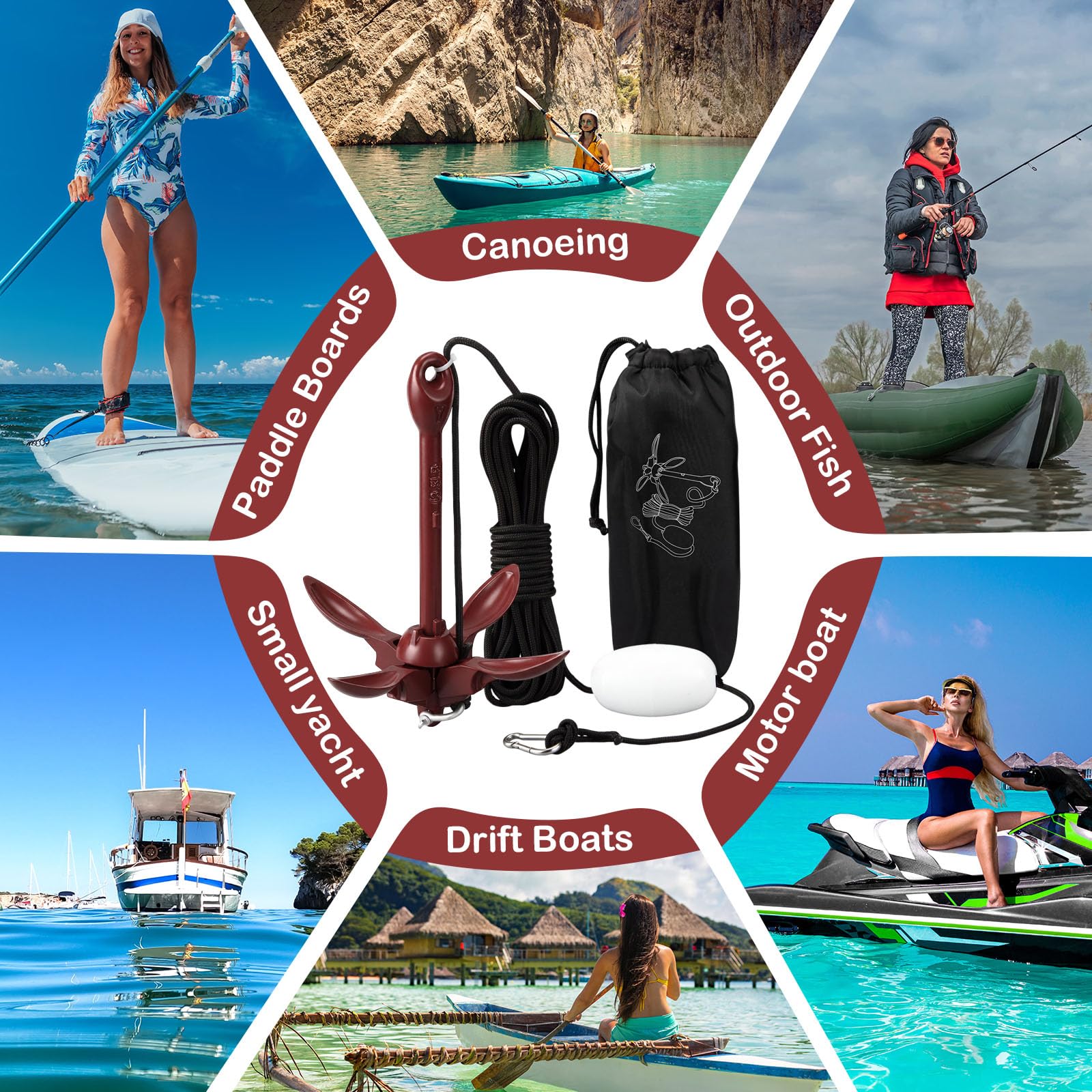 MorningRo anchor kit beside kayak hatch to show compact scale and convenient storage