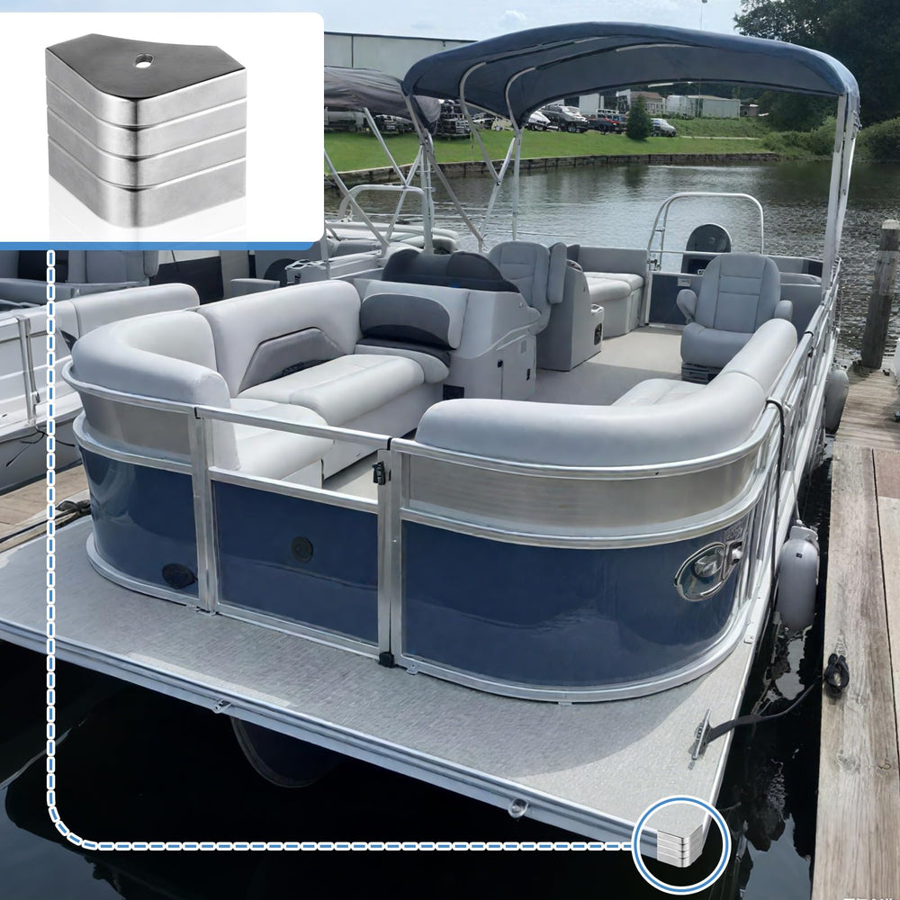MorningRo corner cap on docked pontoon illustrating aesthetic upgrade and practical protection