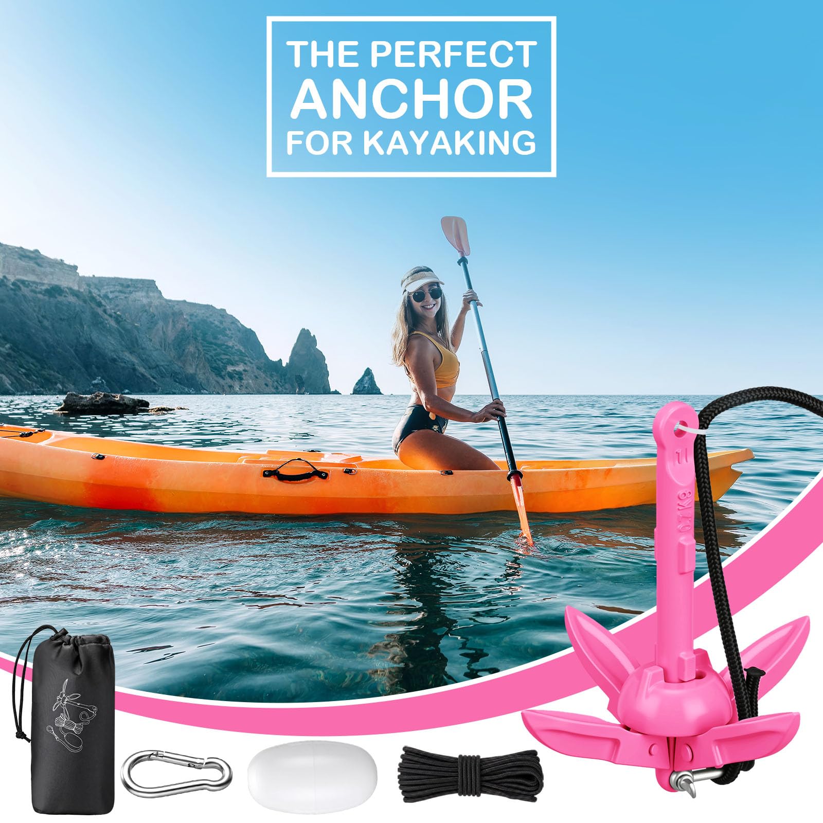 MorningRo kit contents laid out including rope buoy snap hook and zip ties for convenience
