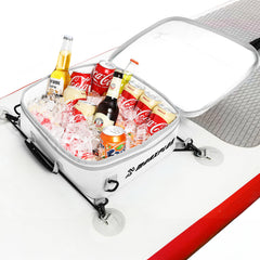 MORXPLOR front view of deck cooler showing compact design and secure bungee fit