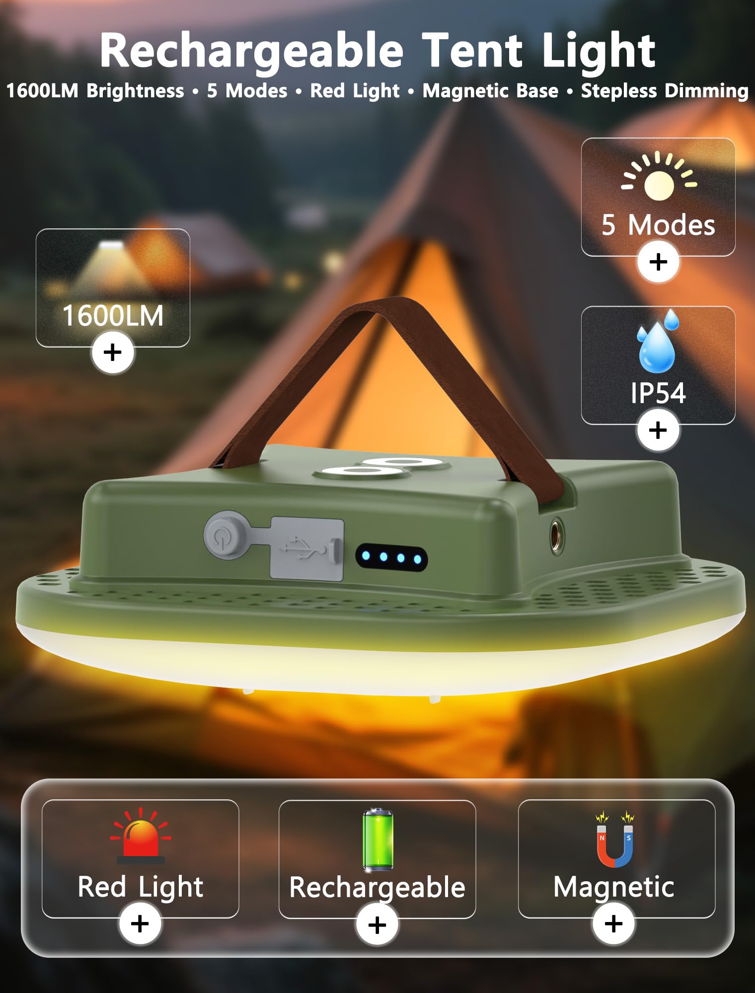 MOSLIGHTING next to a water bottle showing compact size and scale