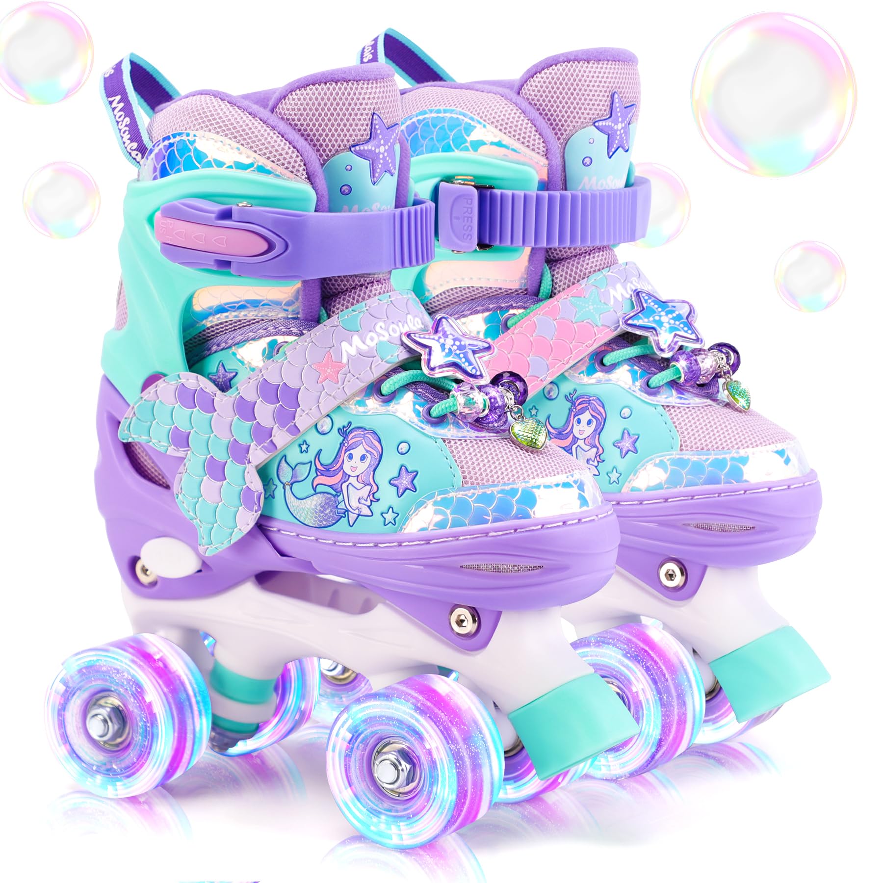 MoSoulais mermaid skates front view showing design and fit benefit visibility